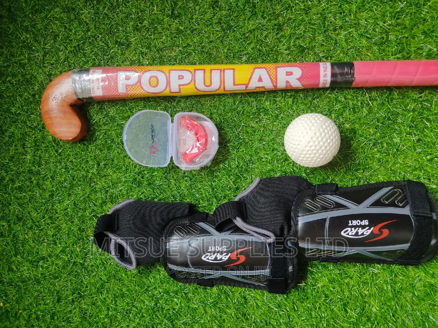 Hockey Stick, Shin Guards, Ball, Mouth Guard for Junior