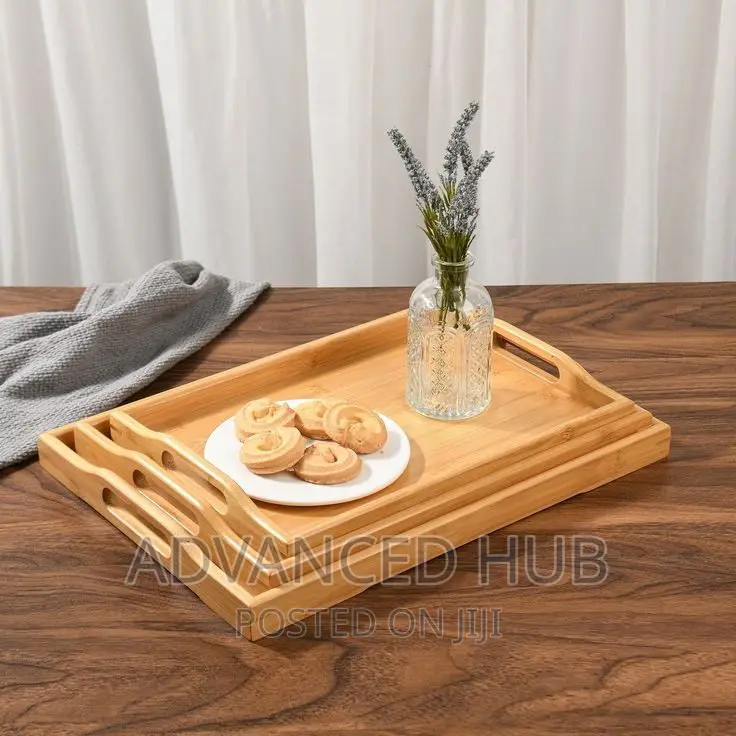 3pc Wooden Bamboo Tray