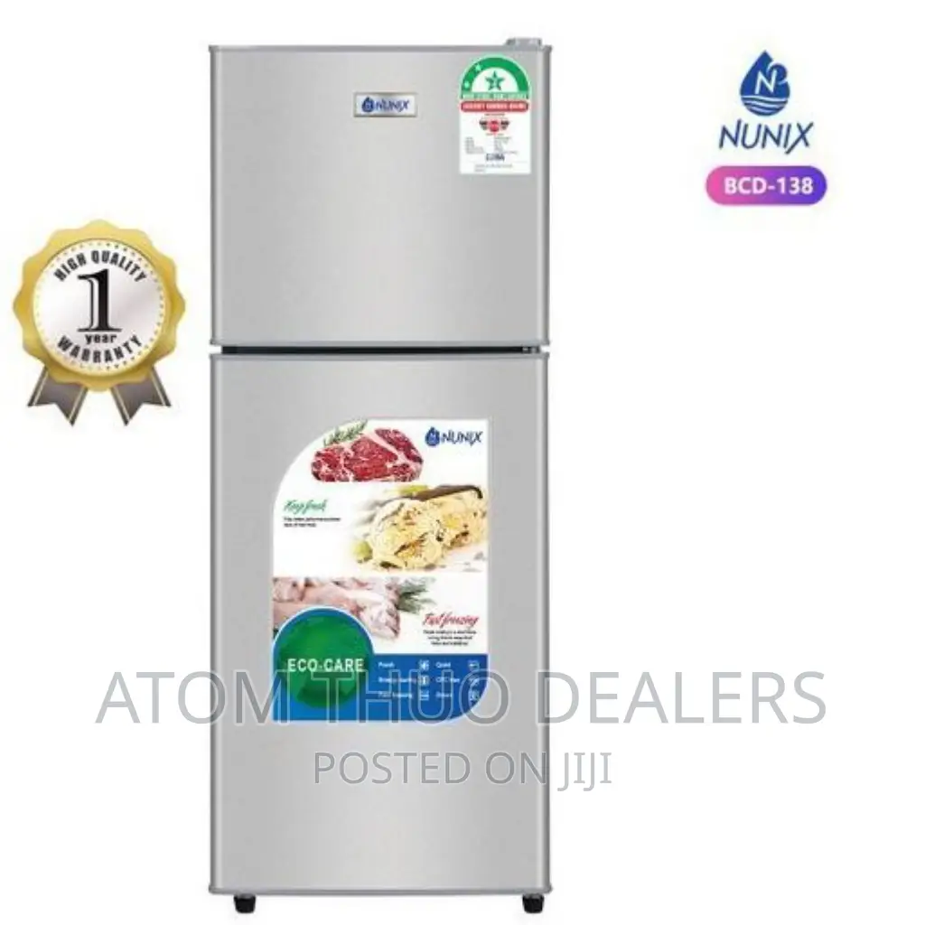 Silver Nunix 138 Litres Double Door Fridge BCD-138