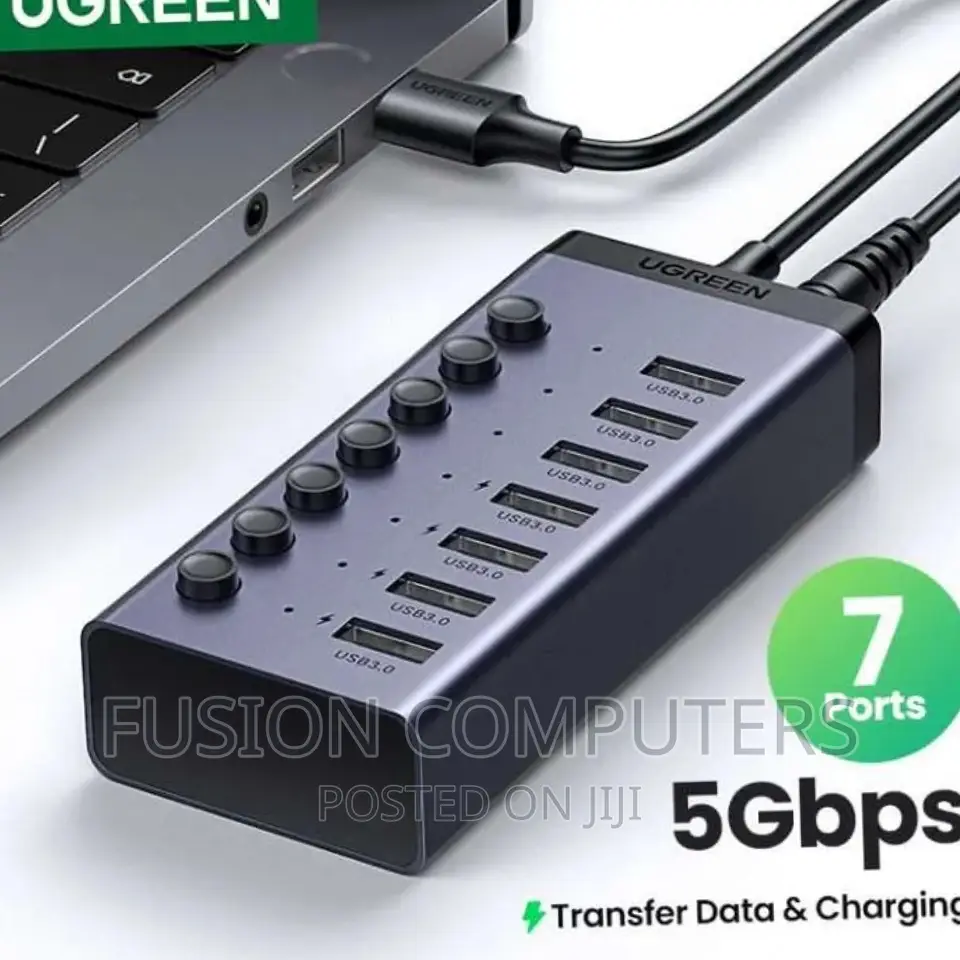 UGREEN 7-Port Powered USB 3.0 Hub UK Power Adaptor – CM481