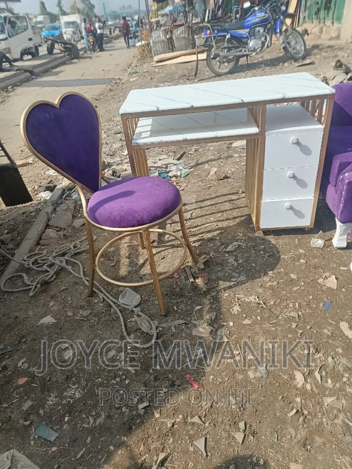 Manicure Set, With Marble Table Tops