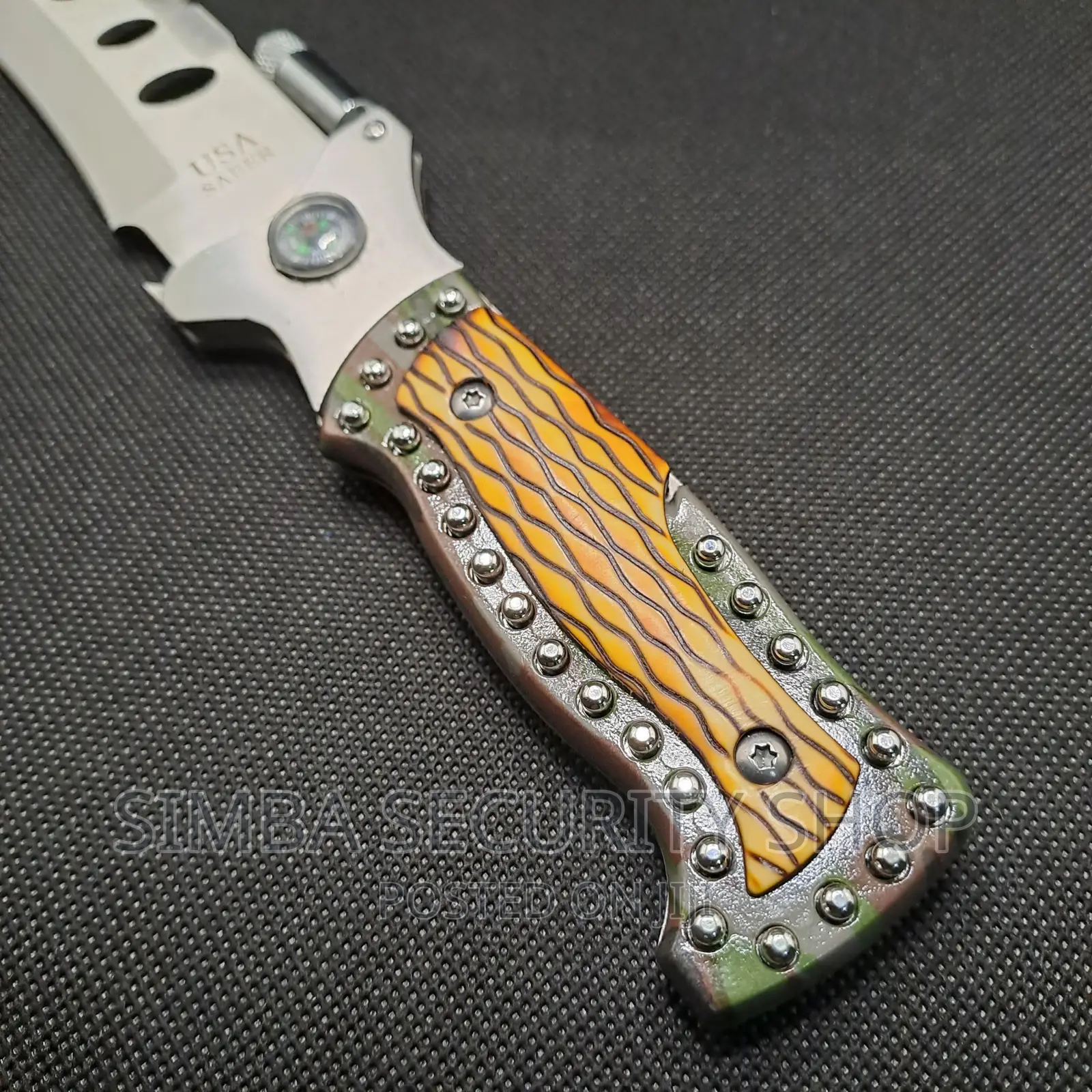 5 In 1 Fixed Blade Knife Compass Torch Bottle Opener Saw