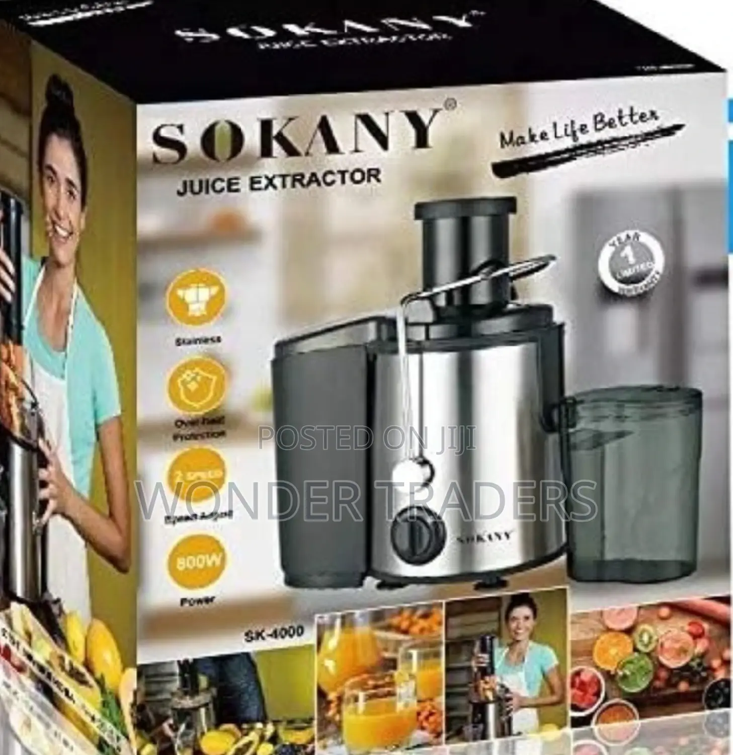 Sokany 800W Powerful Stainless Juice Extractor