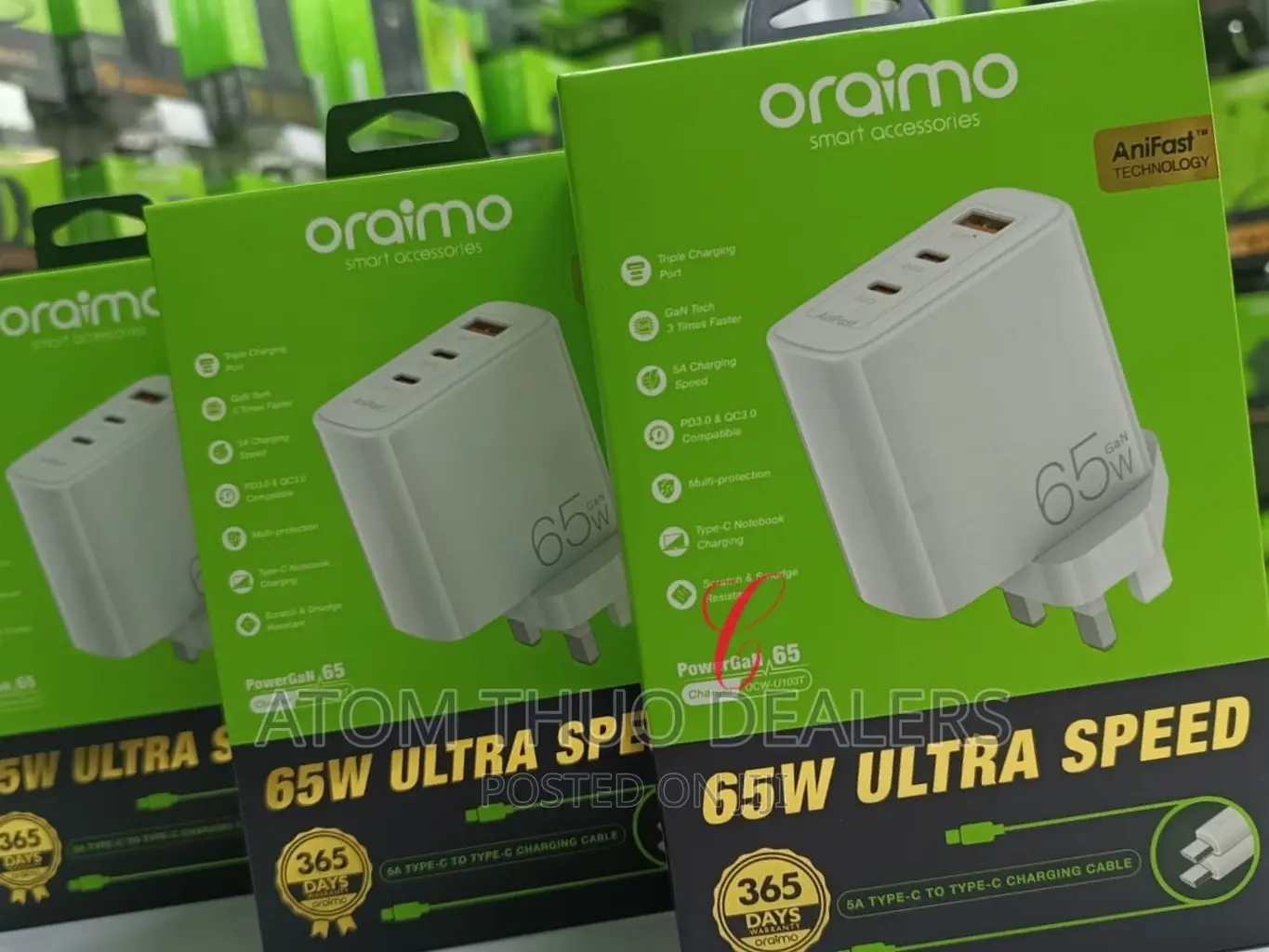Oraimo Powergan65 65W Ultra Speed Chargers No