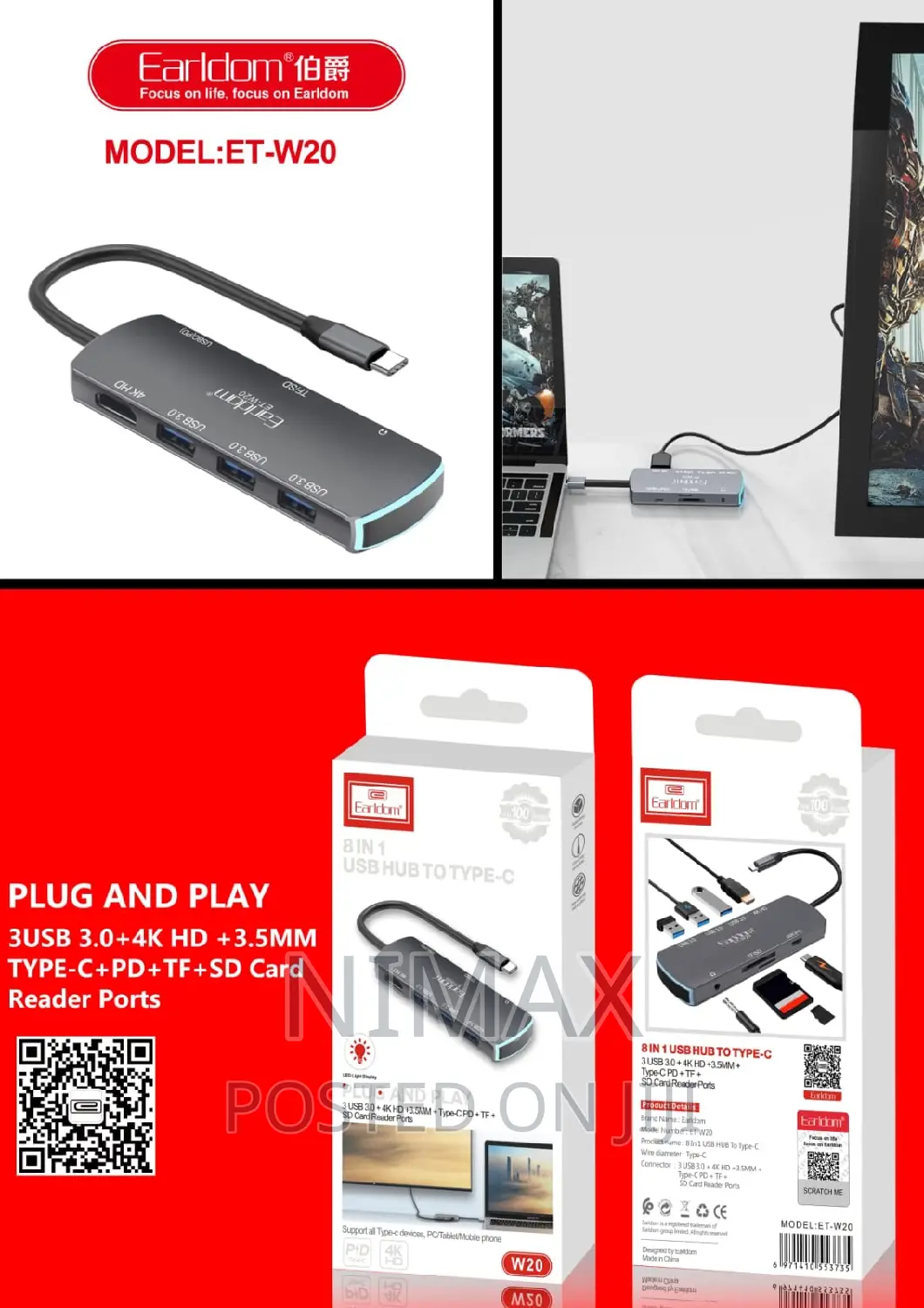 8 in 1 USB C Multi-Function Adapter W20