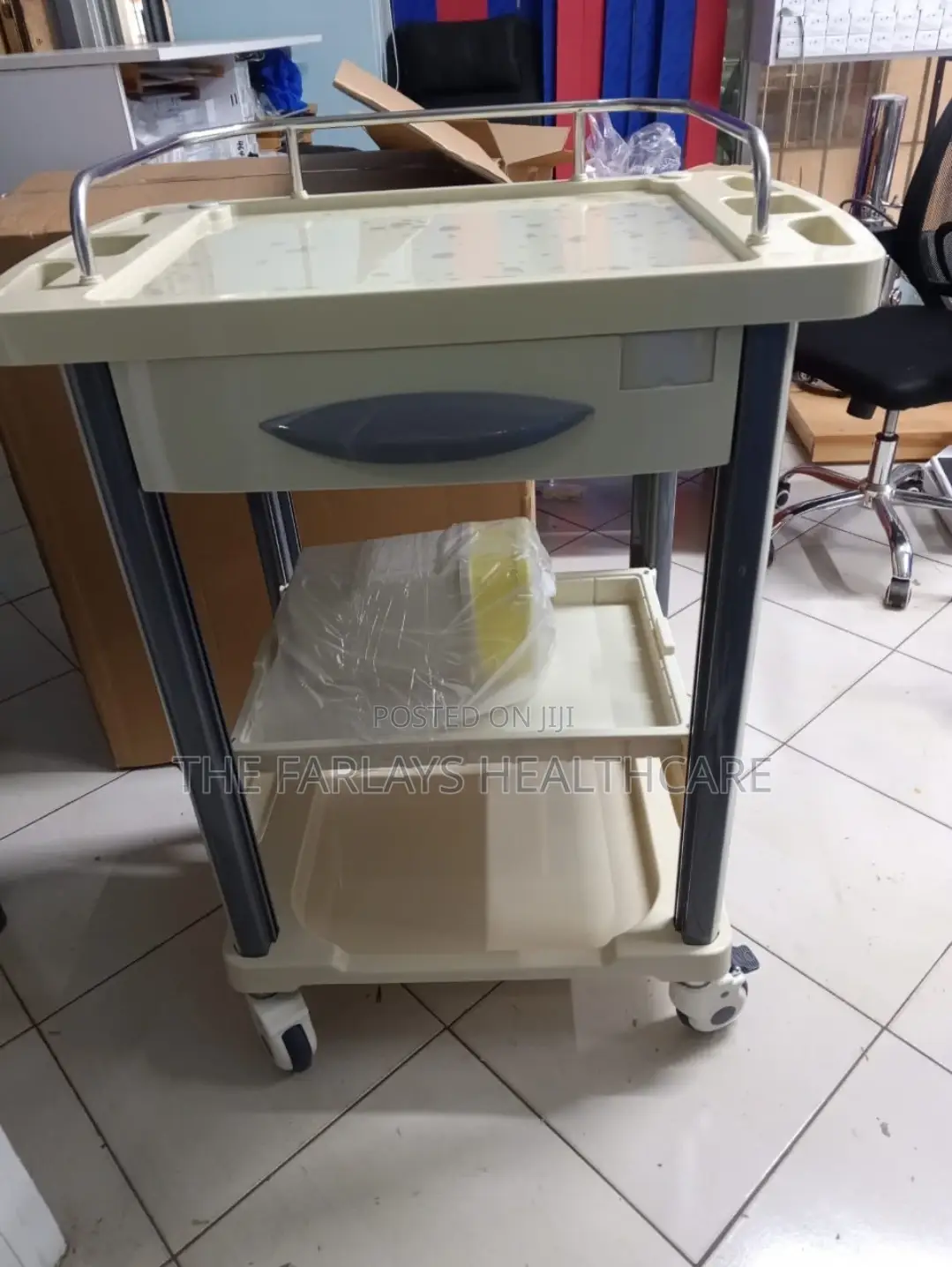 Instrument Trolley With Draw - Three Shelves.