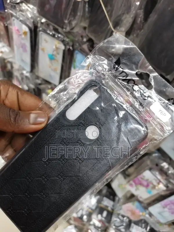Huawei Y6p Cover - Black - Matte Colorful Soft PU Leather