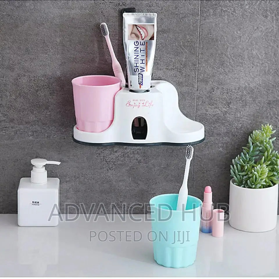 Toothbrush Holder With Toothpaste Dispenser and Cups