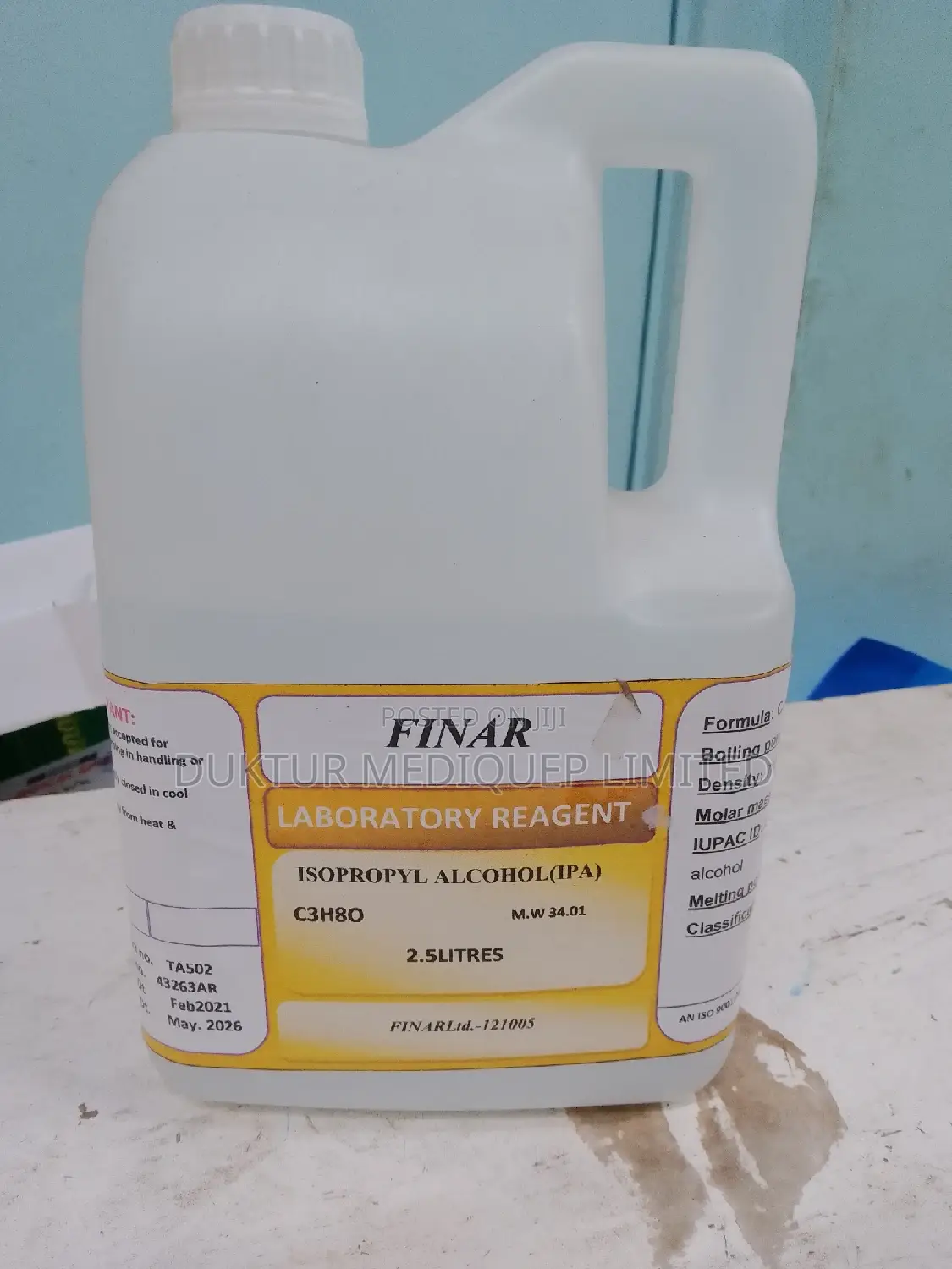 Isopropyl Alcohol (IPA) 2.5L Laboratory Reagent