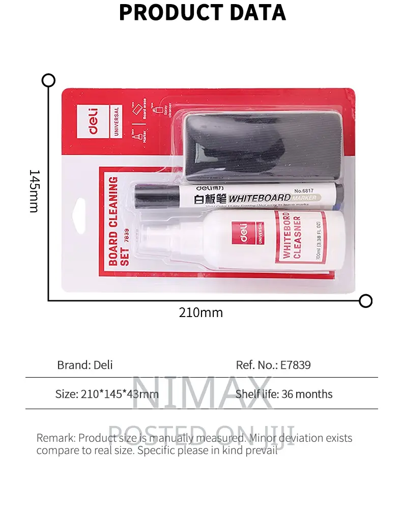 Deli White Board Cleaner and 2 Markers