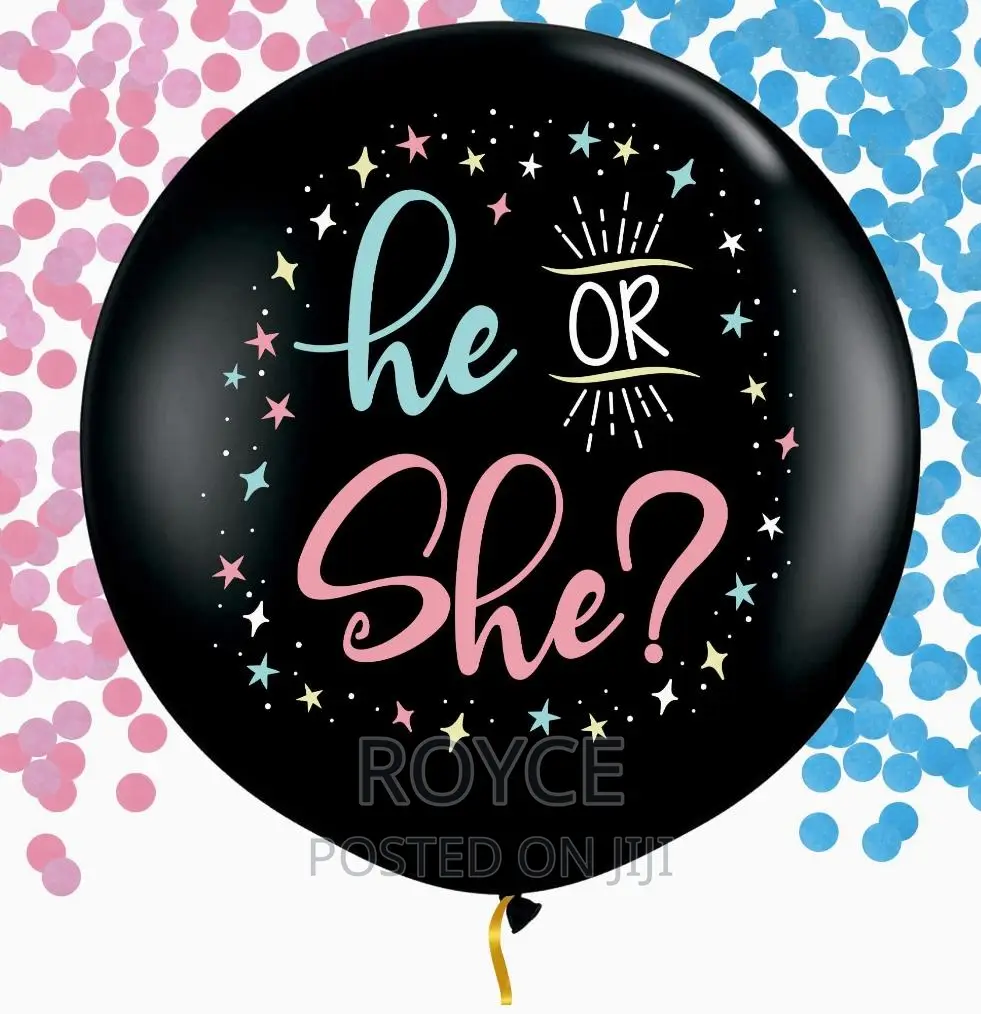 Gender Reveal Ballon + Gender Reveal Confetti Popper Set