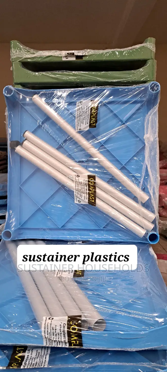 Light Blue Square Plastic Table With Metallic Silver Legs