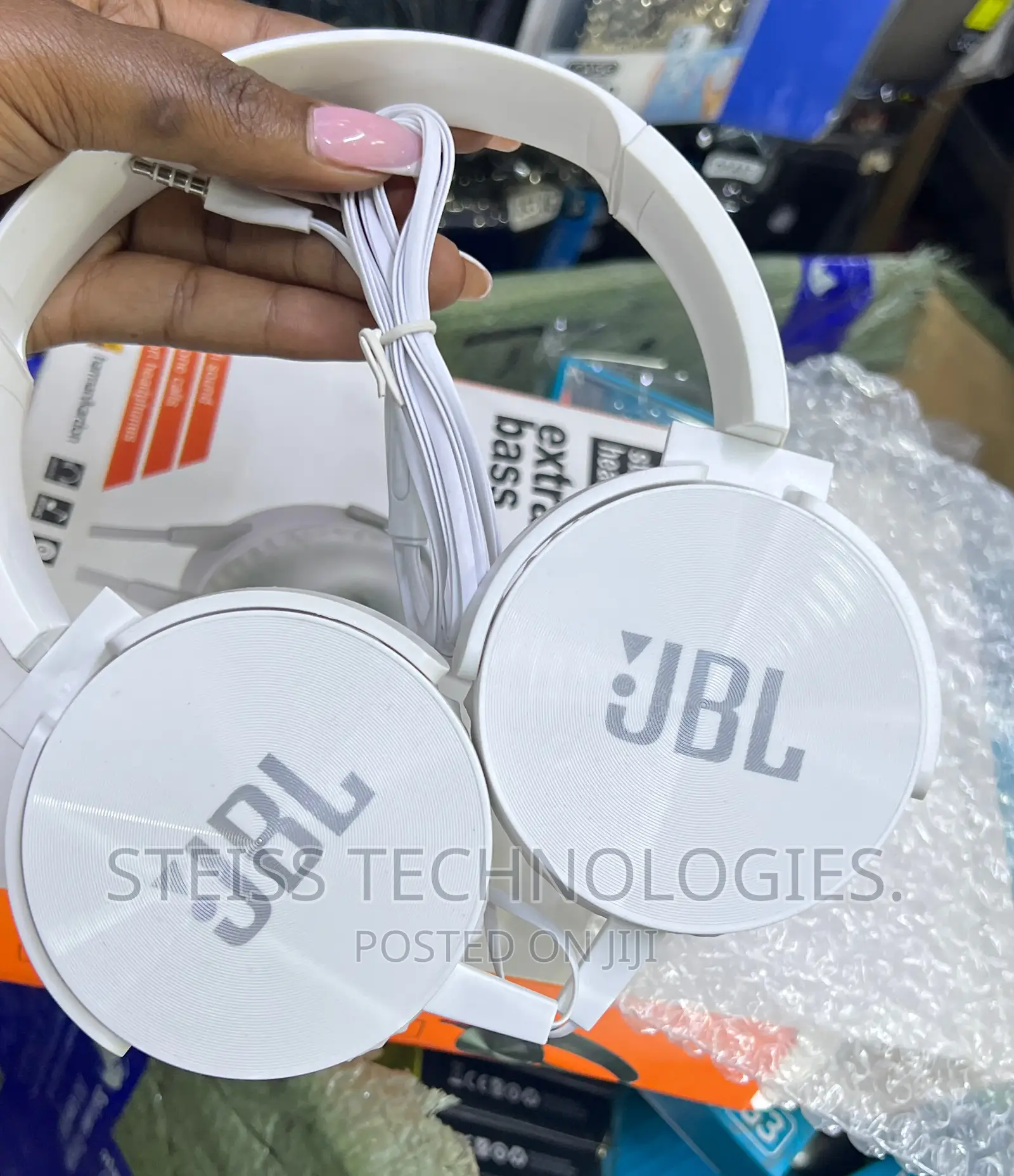 JBL Wired White Headphones.