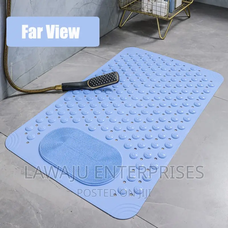 Blue Bathroom Anti Slip Mat With Feet Pumice