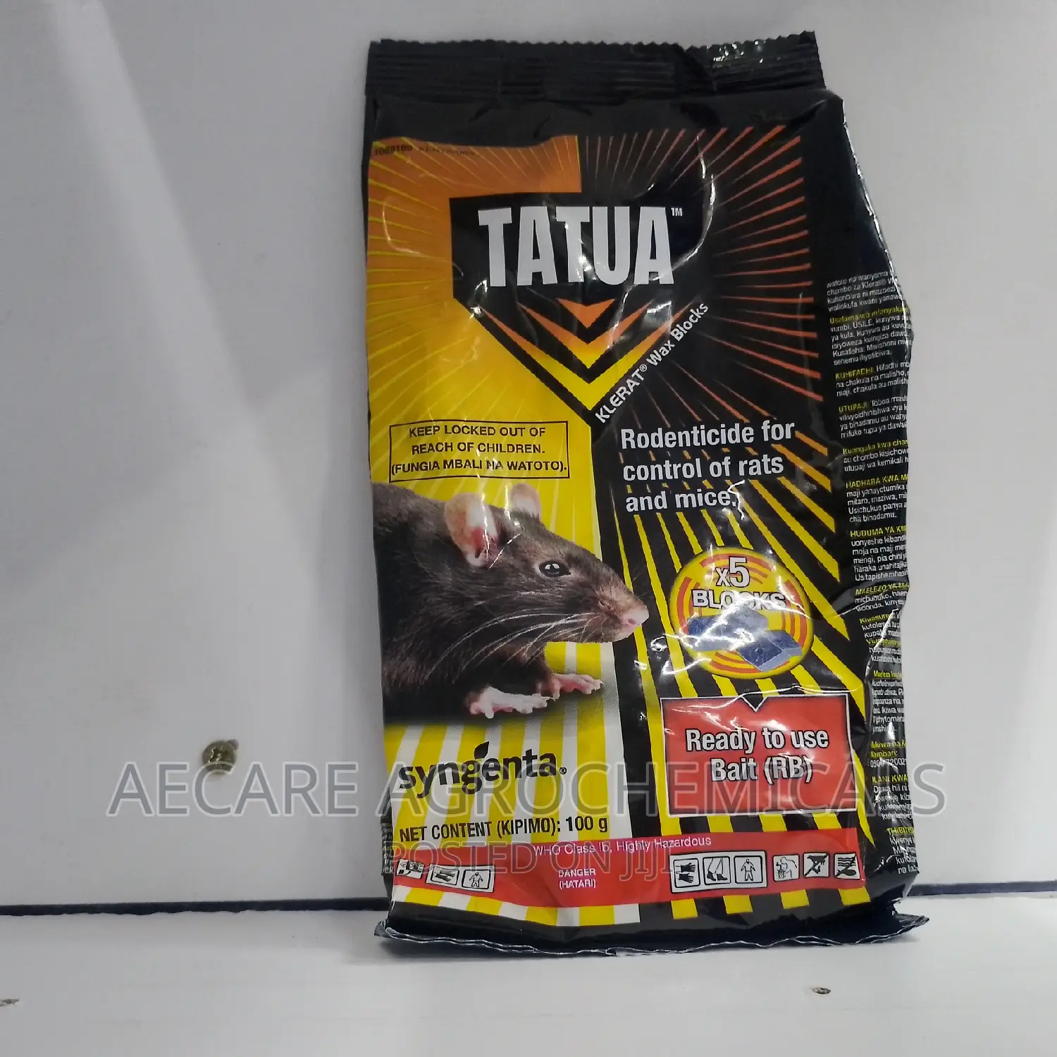 Tatua Rodenticide for Rats and Mice Control 100G (5 Blocks)