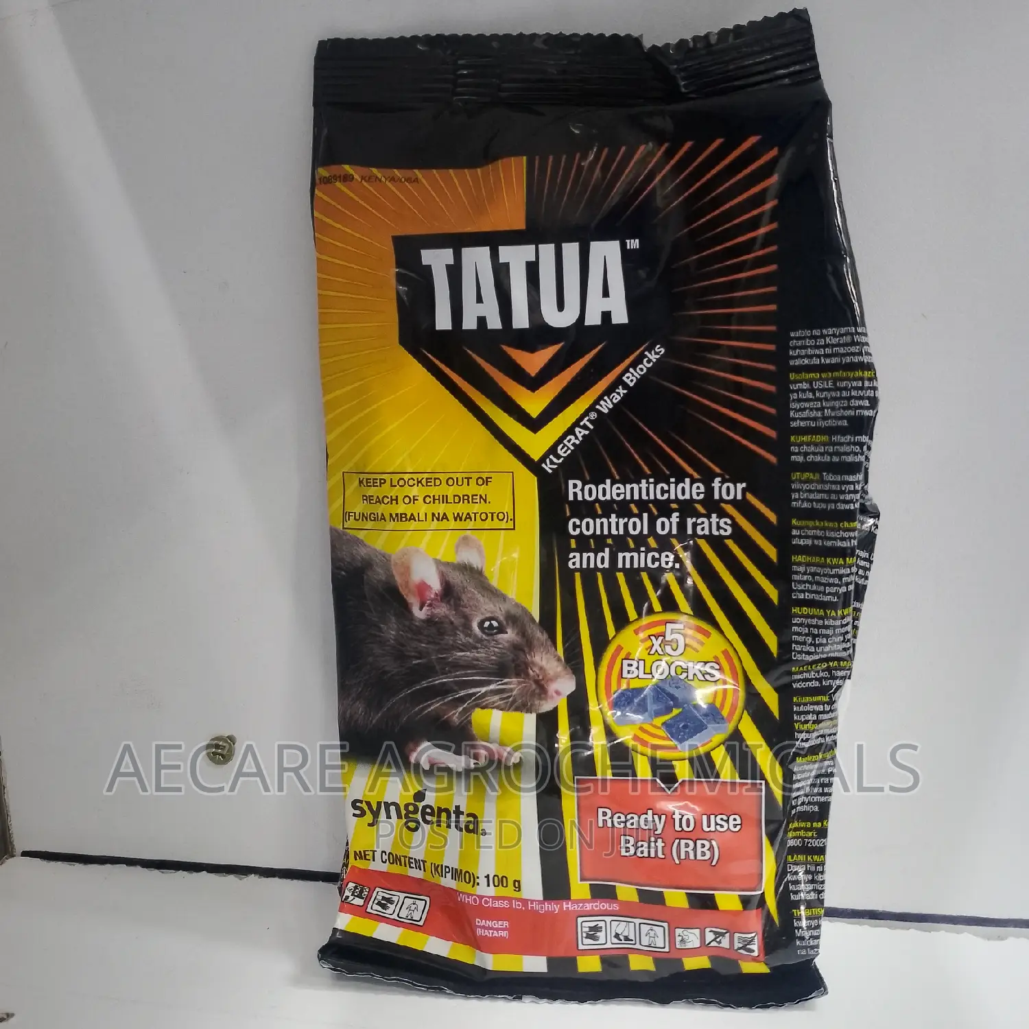 Tatua Rodenticide for Rats and Mice Control 100G (5 Blocks)