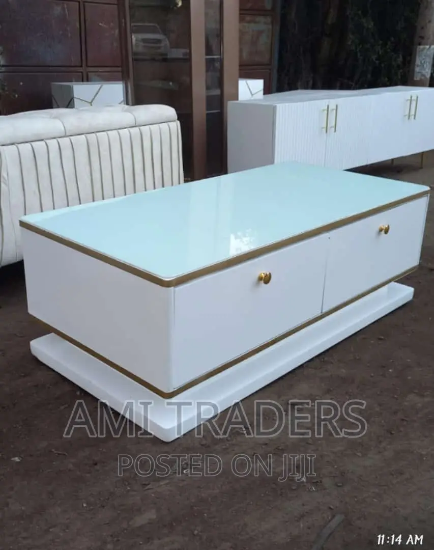 Glass Top White Coffee Table