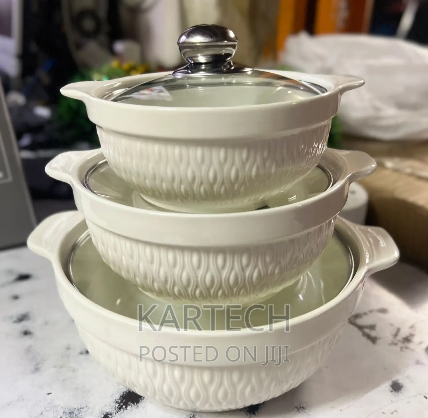 3 PCS Ceramic Soup Pot