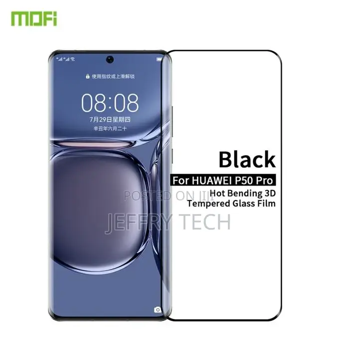 Huawei P50 Pro Screen Covered Tempered Glass Film(Black)