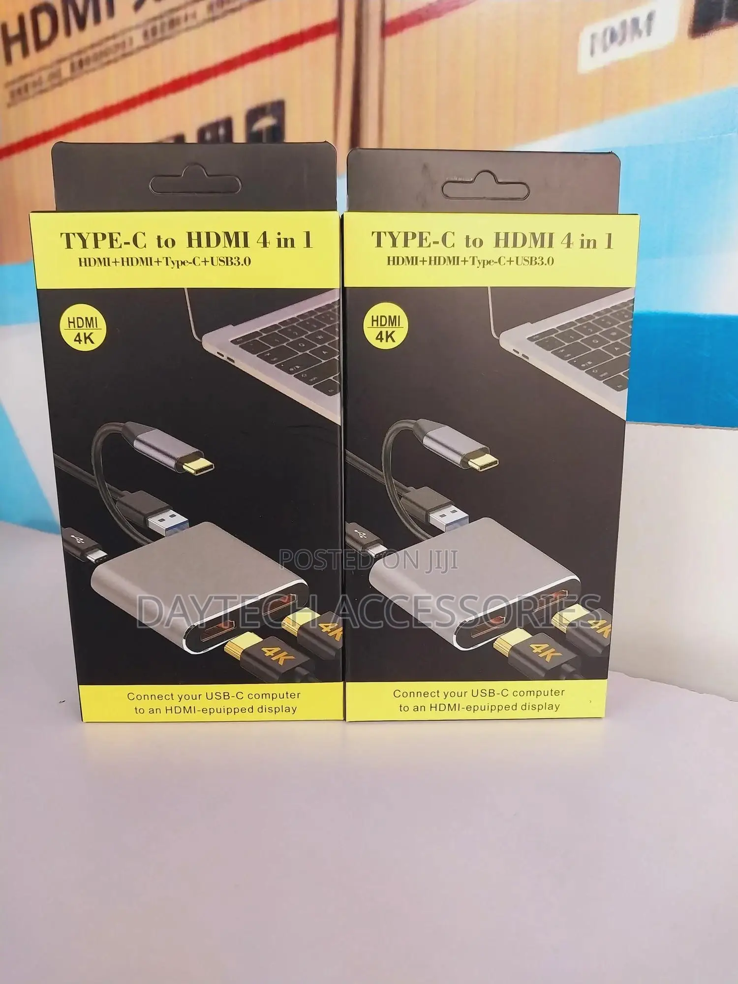 4 in 1 Usb Type C Hub With 2 Hdmi( at 30hz)/Usb3.0 Pd Charge