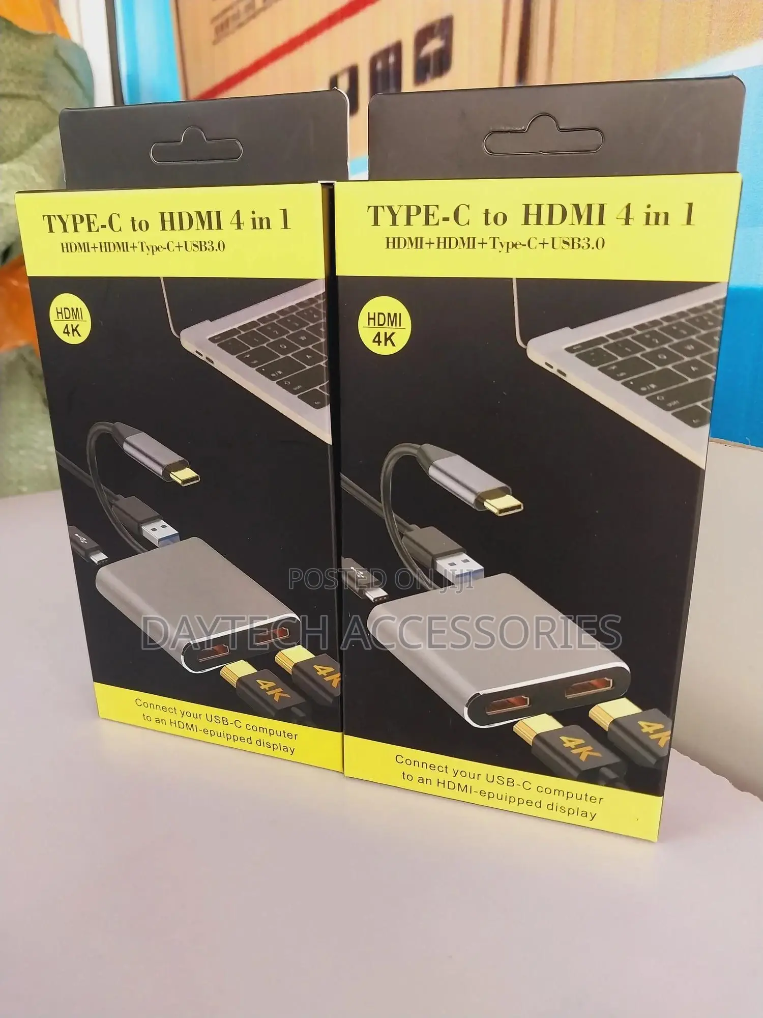 4 in 1 Usb Type C Hub With 2 Hdmi( at 30hz)/Usb3.0 Pd Charge