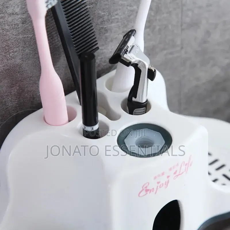 Toothbrush Holder And Toothpaste Dispenser With 2 Cups