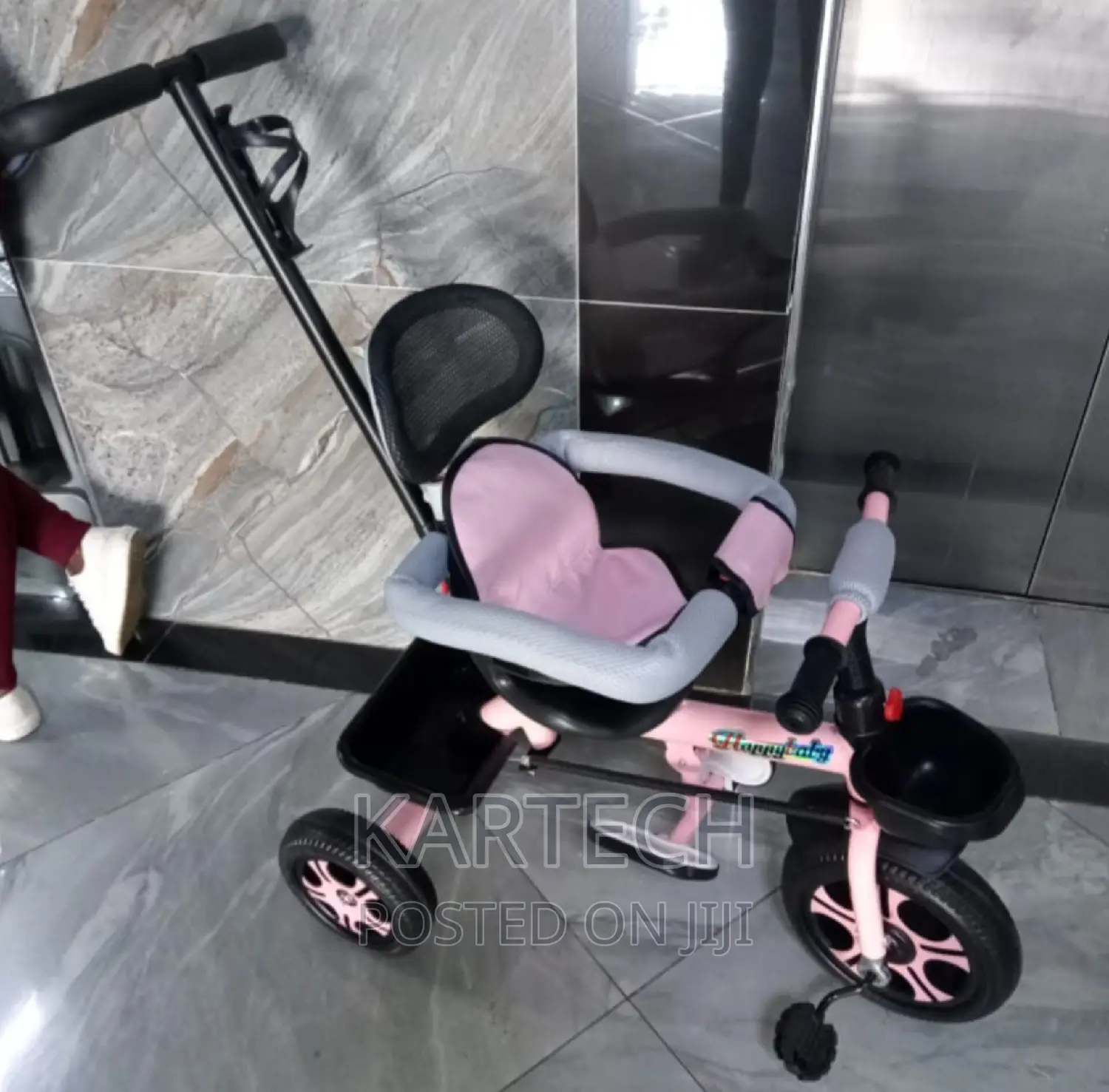 Tricycle With Protective Side Bar, Push Handle