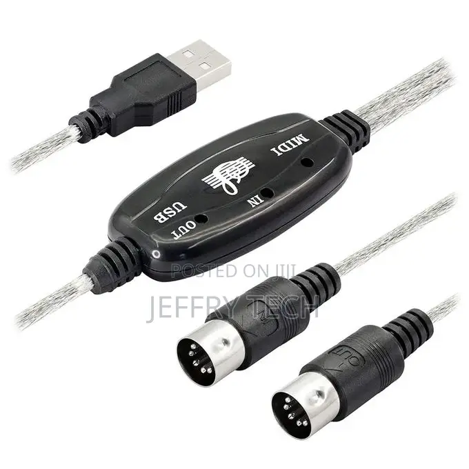USB MIDI Cable Adapter, USB Type a Male to MIDI Din 5 Pin In