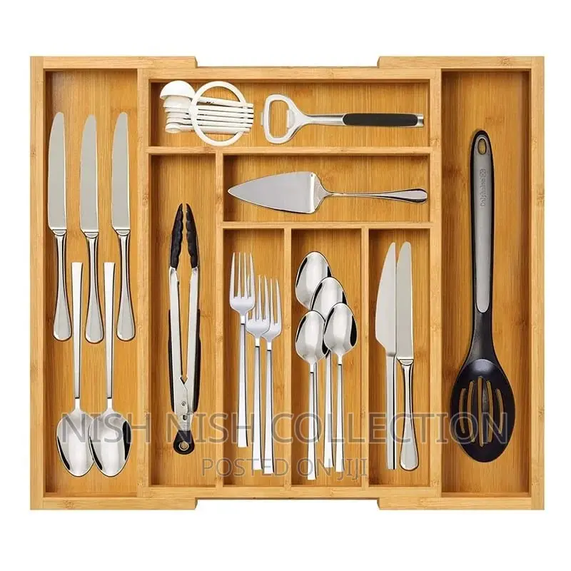 Multifunctional Bamboo Drawer Cutlery Organizer