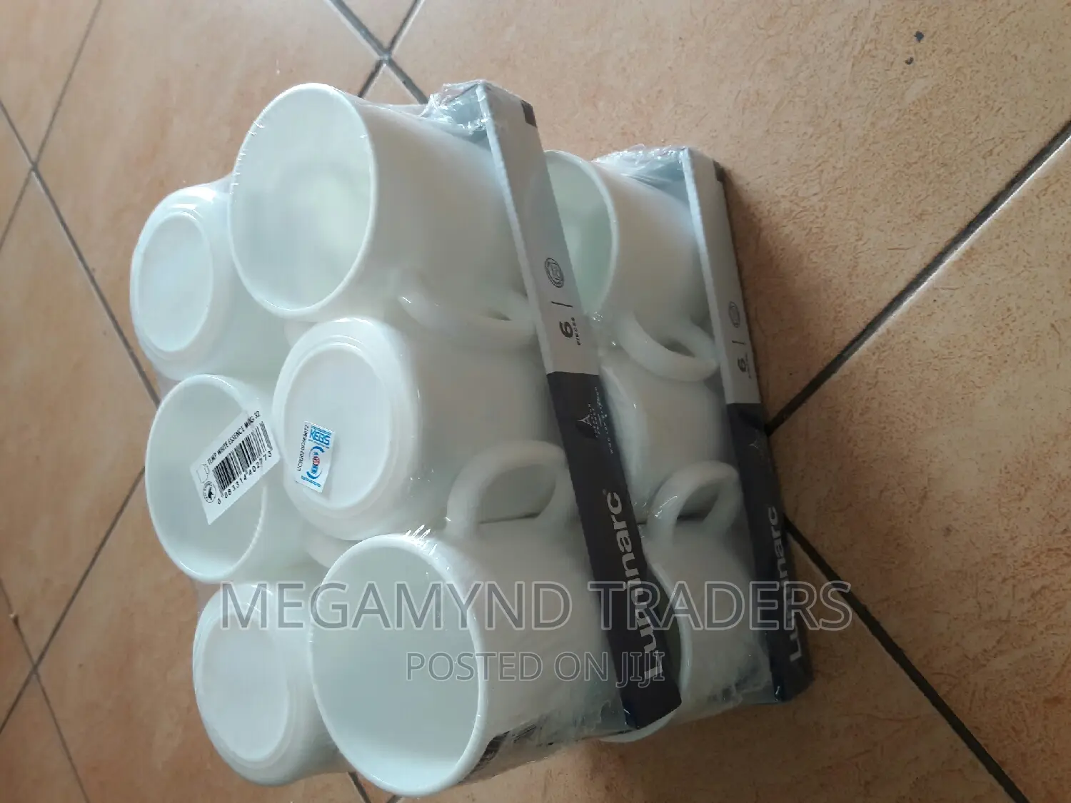 6pc Luminarc Mugs/6pc Luminarc Cups/White Plain Luminar Mug