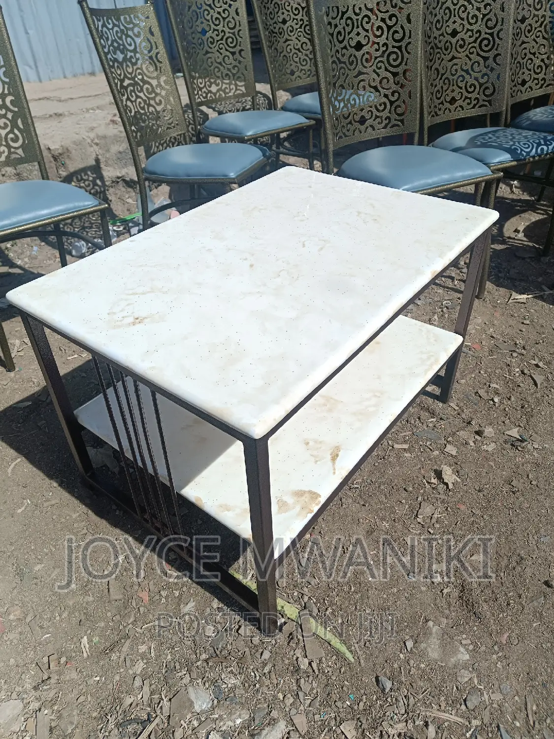 Marble Coffee Table, Powder Coated.