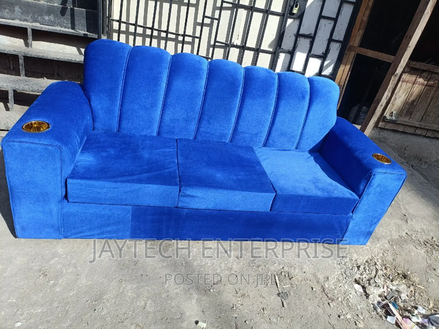 Blue Three Seater Sofa