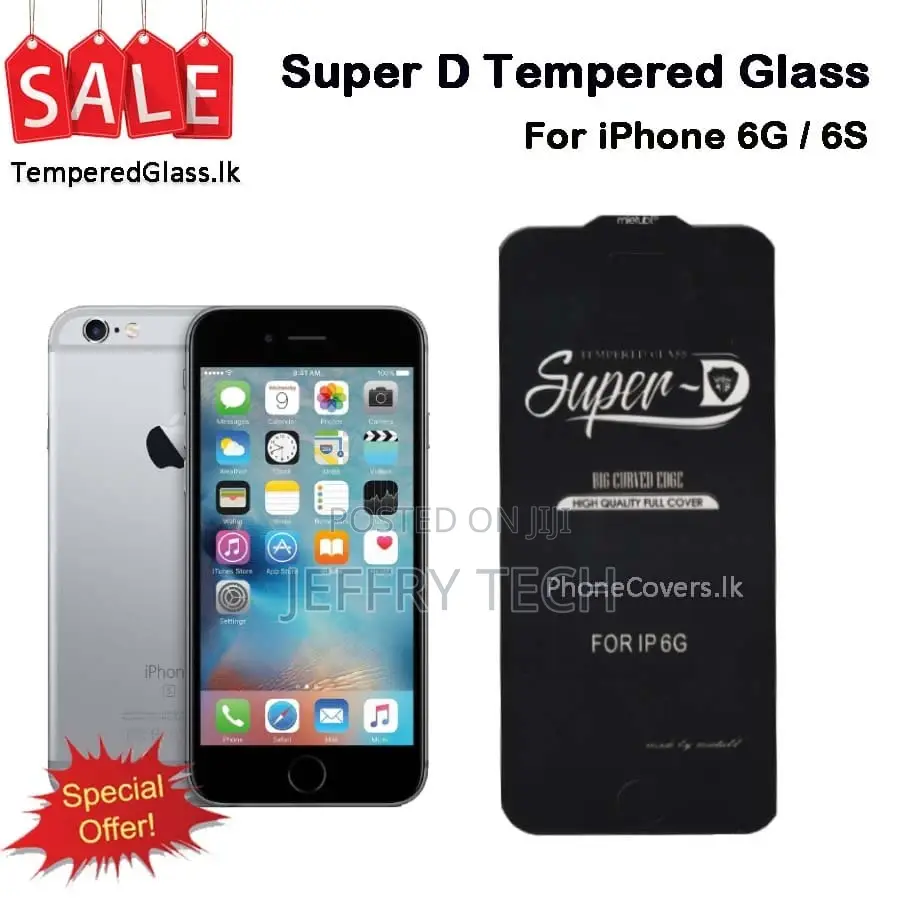 iPhone 6 / 6S / 6G Super D Tempered Glass – Black