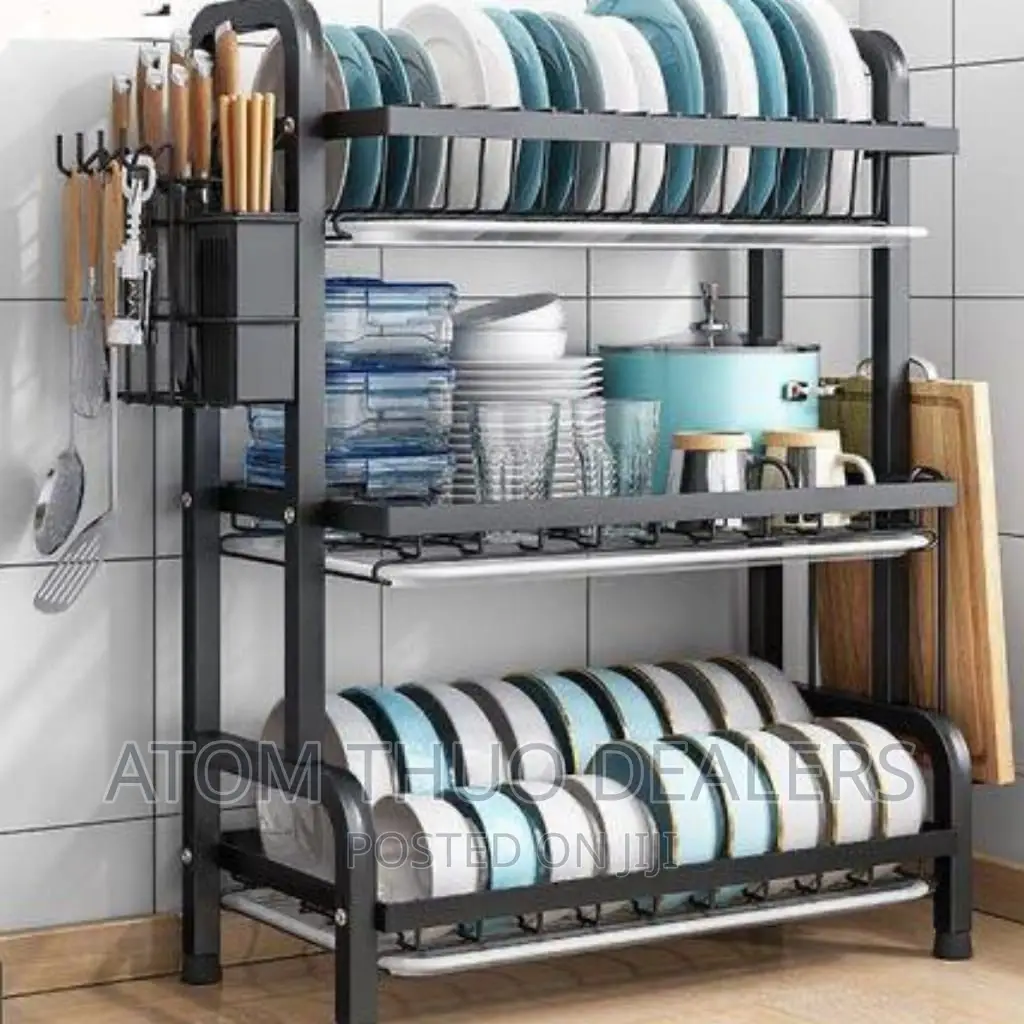 New 3 Layer Dish Rack Black in Colour