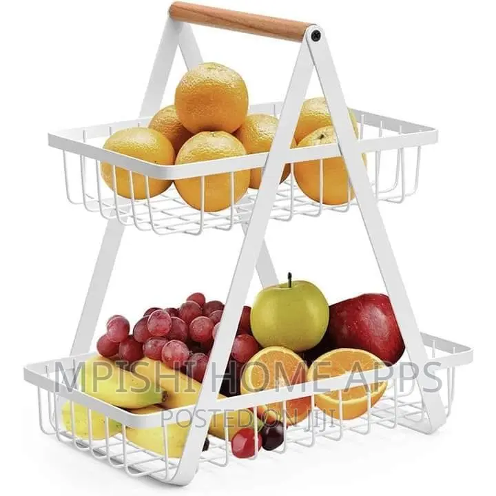 Metallic 2 Tier Multifunctional Organizer / Fruit Rack