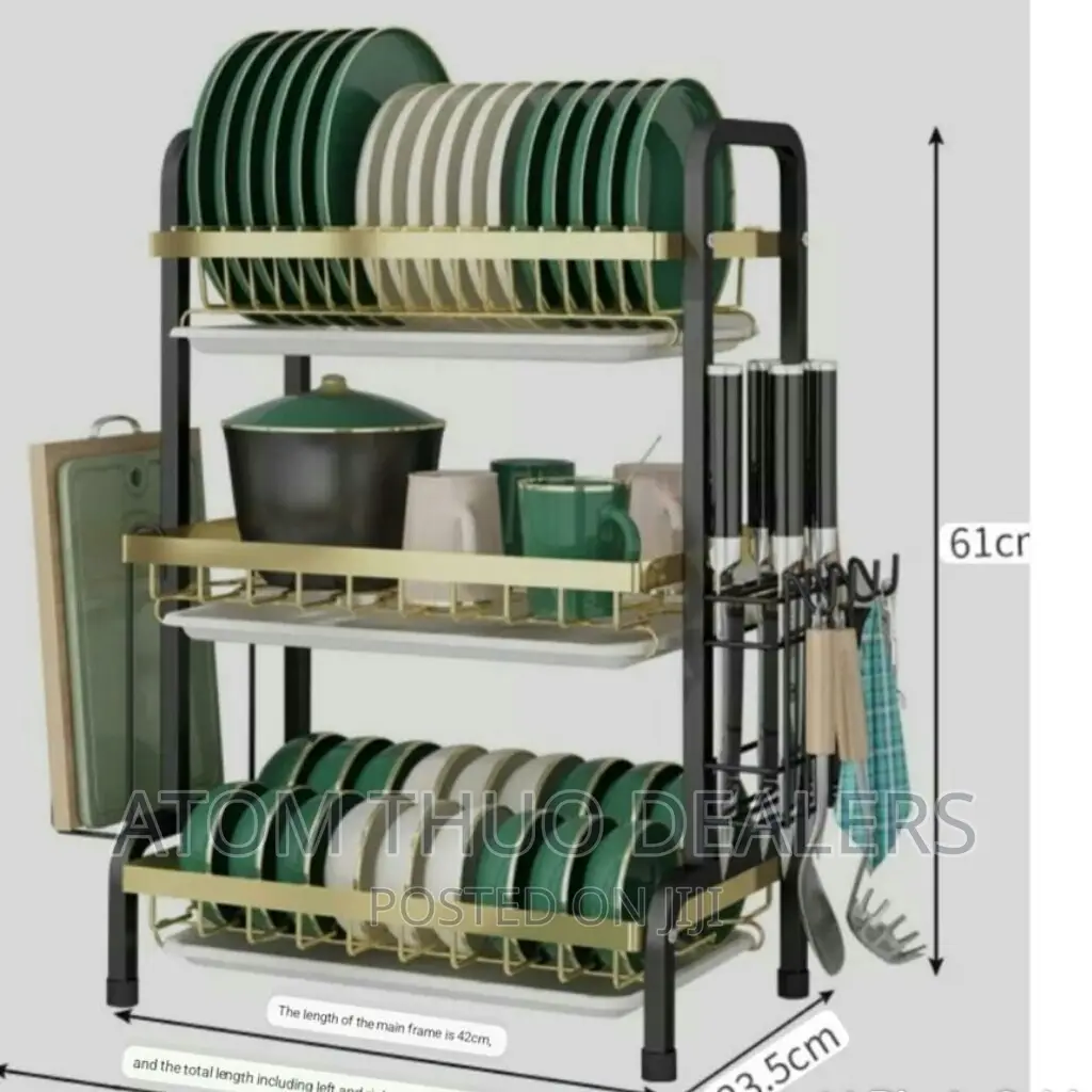 New Model 3 Layer Advanced Golden Black Dish Rack