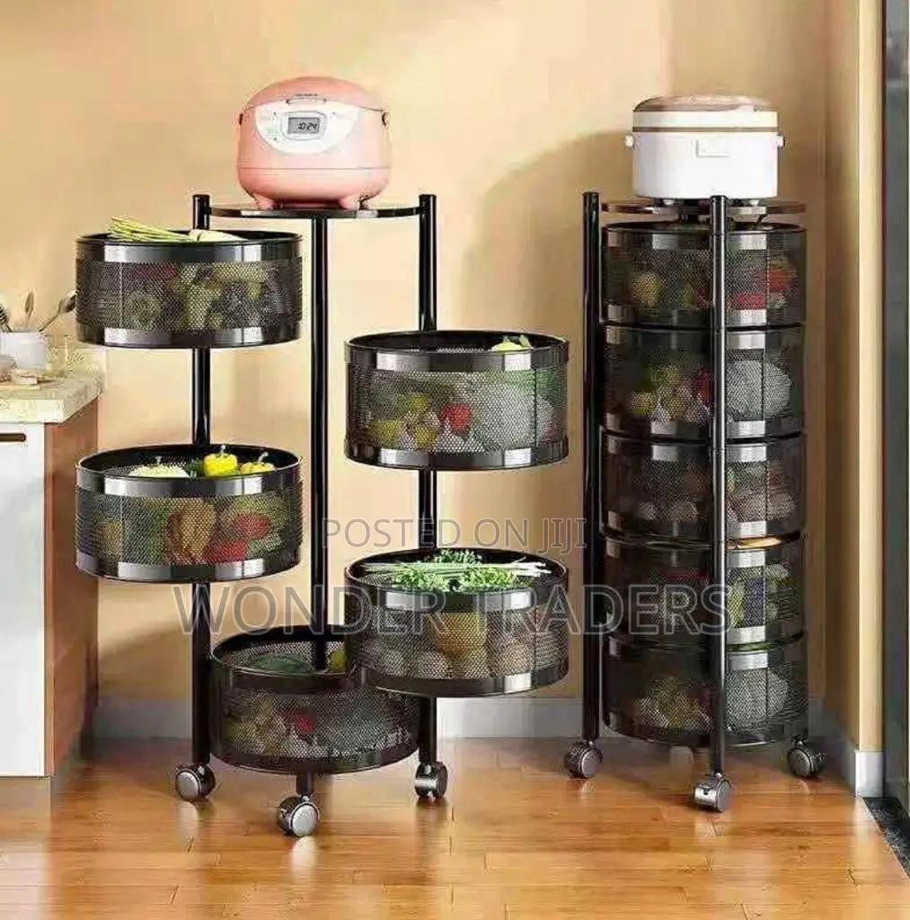 Round Fruits/Kitchen Storage Rackth Wheels*5stair/Tier