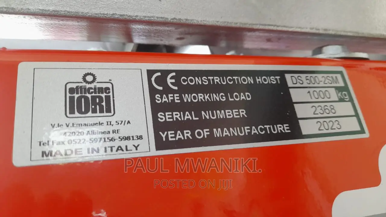 ( 1 Tonne) Construction Hoist. Iori Italy.