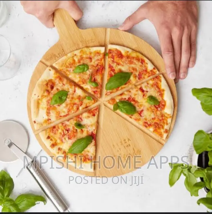 Bamboo Pizza Plate Chop Board, 26cmx36cm And 18cm X26cm