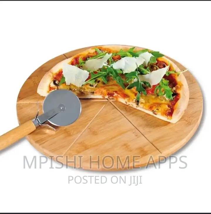 Bamboo Pizza Plate Chop Board, 26cmx36cm And 18cm X26cm