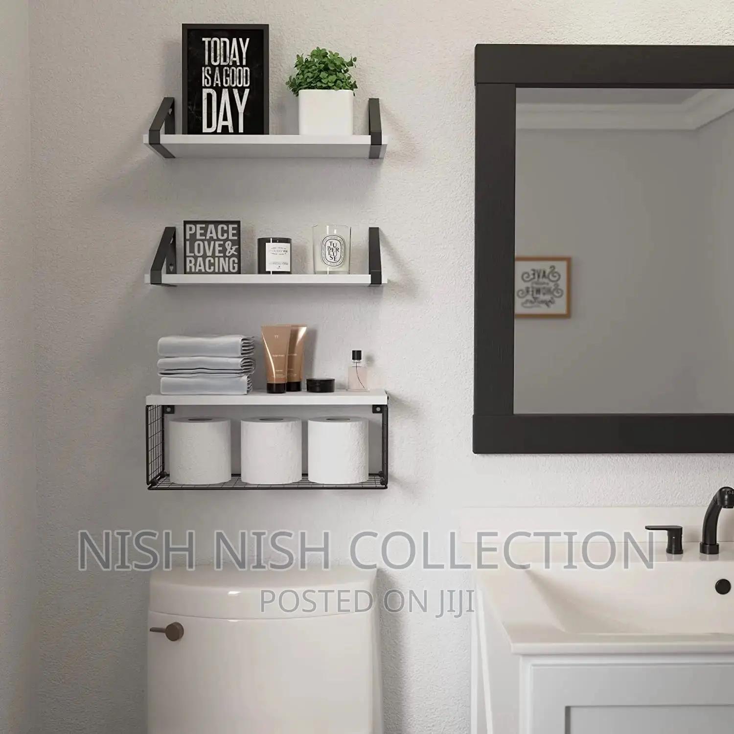 Solid Pine Wood Bathroom Floating Shelves