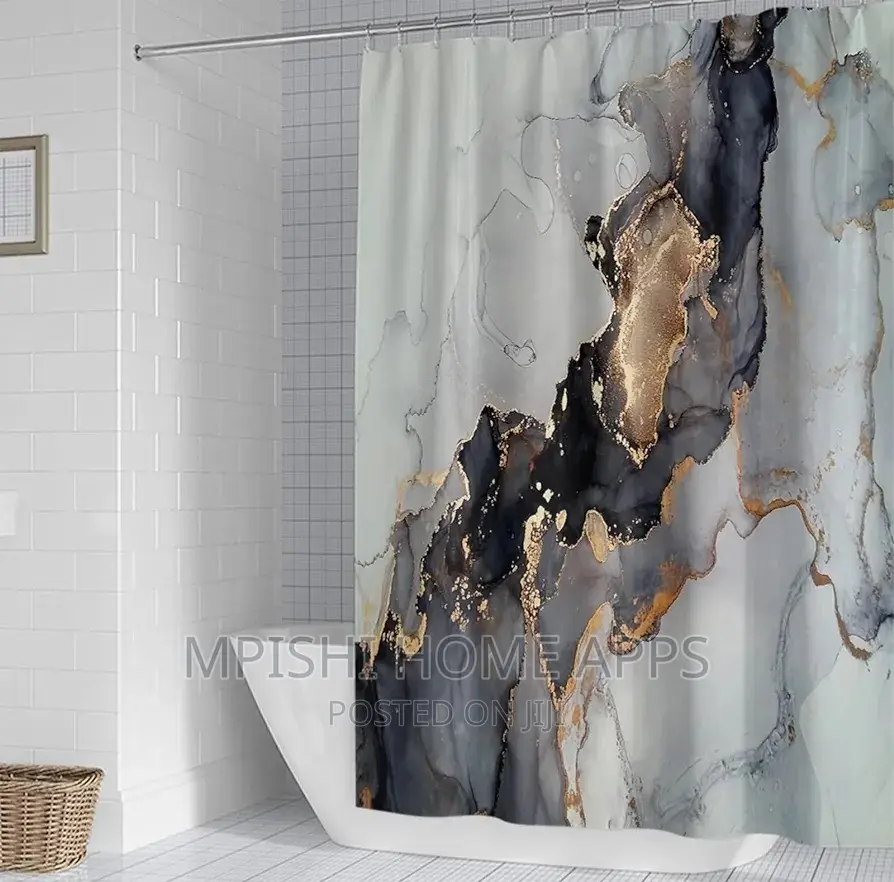 Marble Print Shower Curtain
 180x180cm