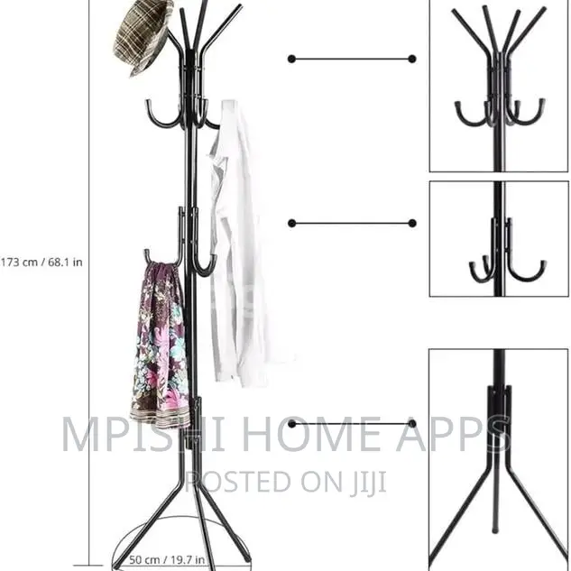 Metallic Coat/Bags Hanger Stand 170cm High