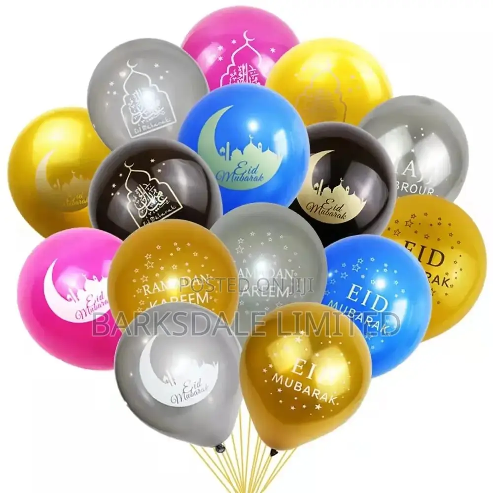 Eid Mubarak Latex Decorations Ramadan Balloons - 10 Balloons