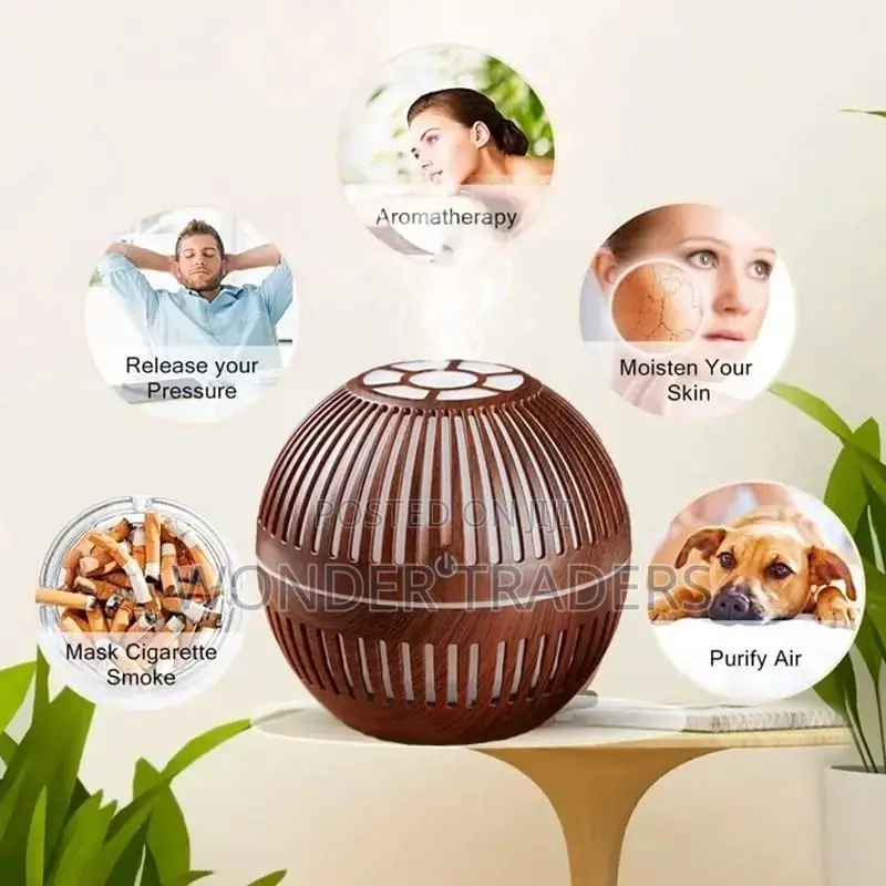 200ml Wood Grain Round Shape Air Humidifier USB