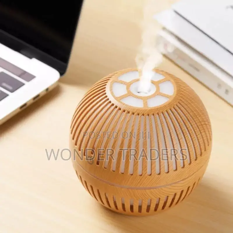 200ml Wood Grain Round Shape Air Humidifier USB.