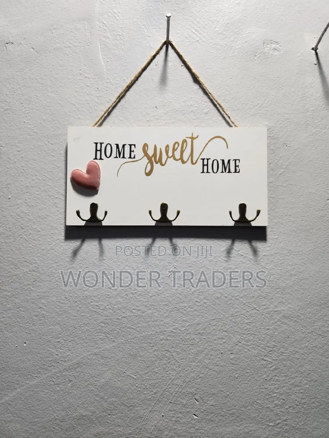 Home Sweet Home 3 Hook Key Holder Wooden