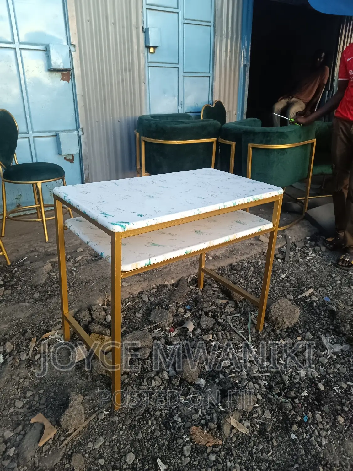 Manicure Table, With 2 Marble Tops.