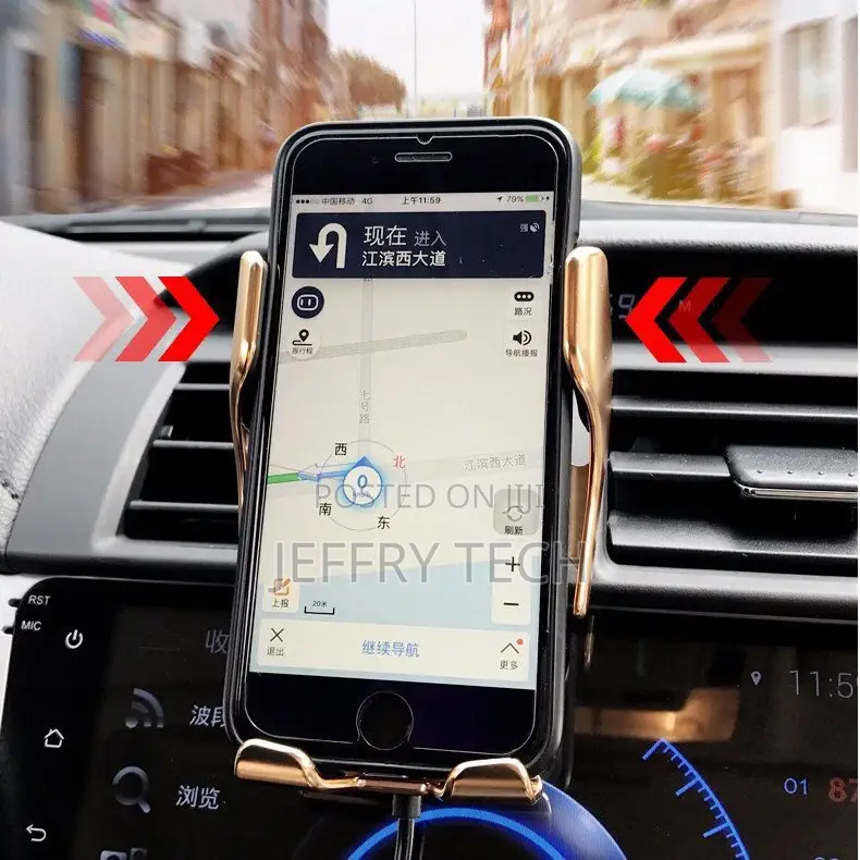 Automatic Car Holder With Wireless Charger 10W 2in1, Gold
