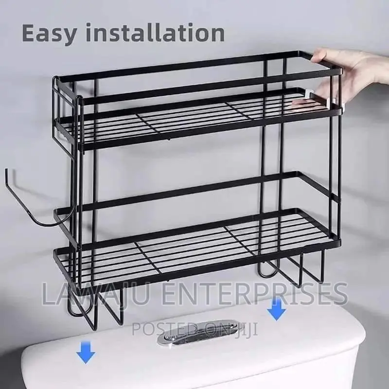 Black 2 Layer Stainless Steel Bathroom Organizer
